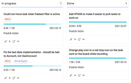 Kanban board screenshot